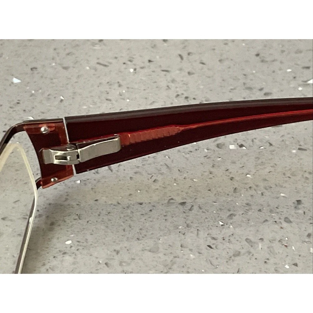 MIZYAKE Japan 4911 Brown Burgundy Red Half Rim Eyeglasses Frames ONLY
